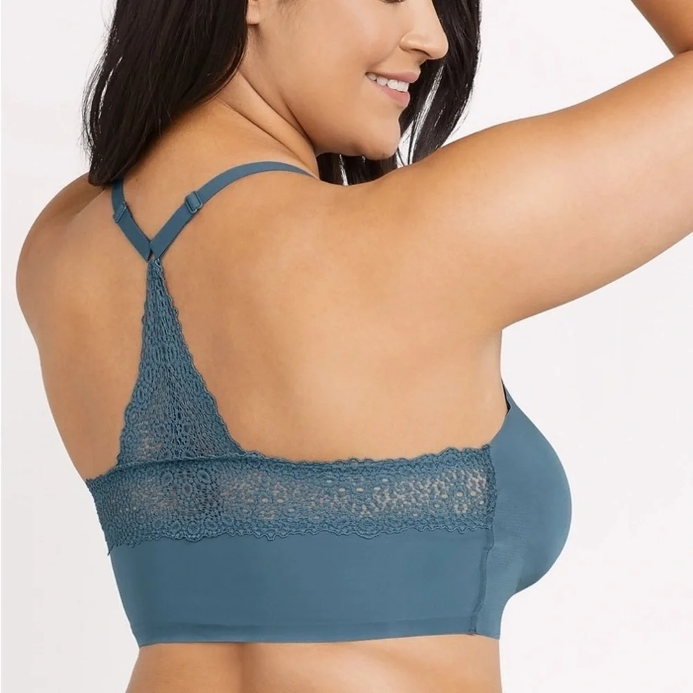 SALE Wirefree Lined Racerback Bra in Smoky Blue - Picture 8 of 9